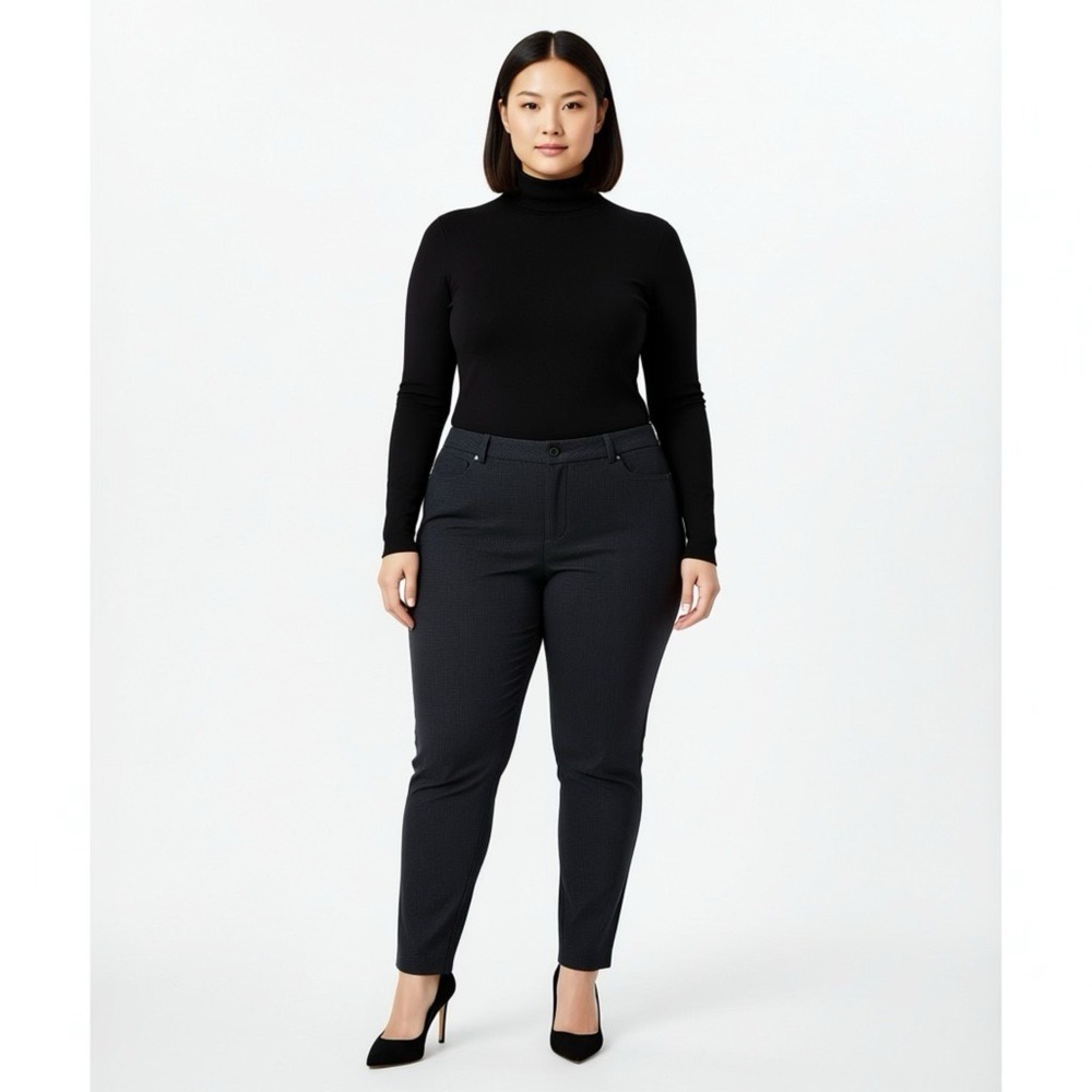 Karl Lagerfeld Paris Textured Slim Fit Trousers Women Plus Size Pants Size 12